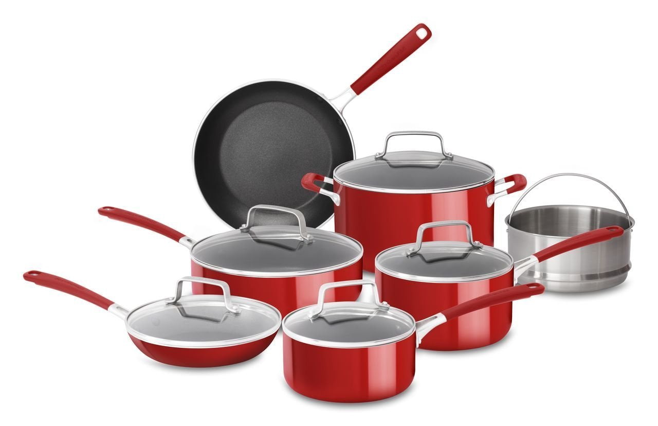 KitchenAid KC2AS12ER Aluminum Nonstick 12 Piece Cookware Set, Empire