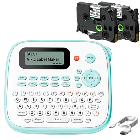 Phomemo Upgraded Label Maker D210S, QWERTY Keyboard Label Printer with 4 Laminated Tapes, 12mm Thermal Label maker for Home, Office & School (Many Fonts, Frames & Barcodes)
