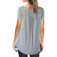 thumbnail image 3 of PALACLOTH T-shirt For Women Short Sleeve Summer Button V-neck Tops Tee, 3 of 4