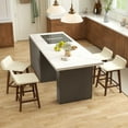 thumbnail image 2 of Gymax 2PCS 24'' Upholstered Barstools w/ Low Back Footrest Wood Legs for Kitchen Island, 2 of 10