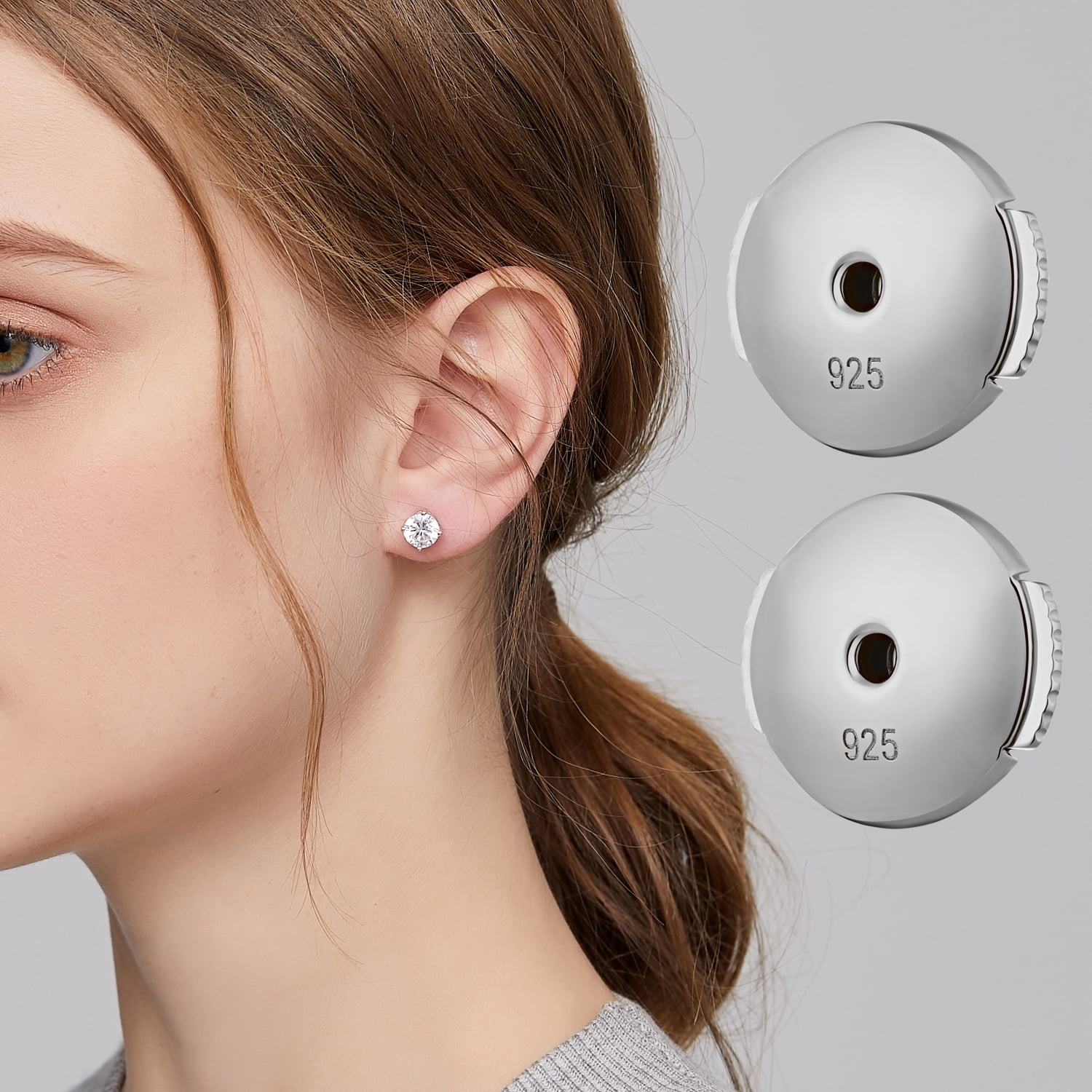 Jiamiaoi Earring Backs Locking Earring Backs for Studs 925 Sterling Silver Earring Backs Lifters Replacement Earring Backs Butterfly Clasp for Studs