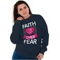 thumbnail image 4 of Faith Over Fear Breast Cancer Ribbon Women Crewneck Sweatshirt Brisco Brands S, 4 of 6