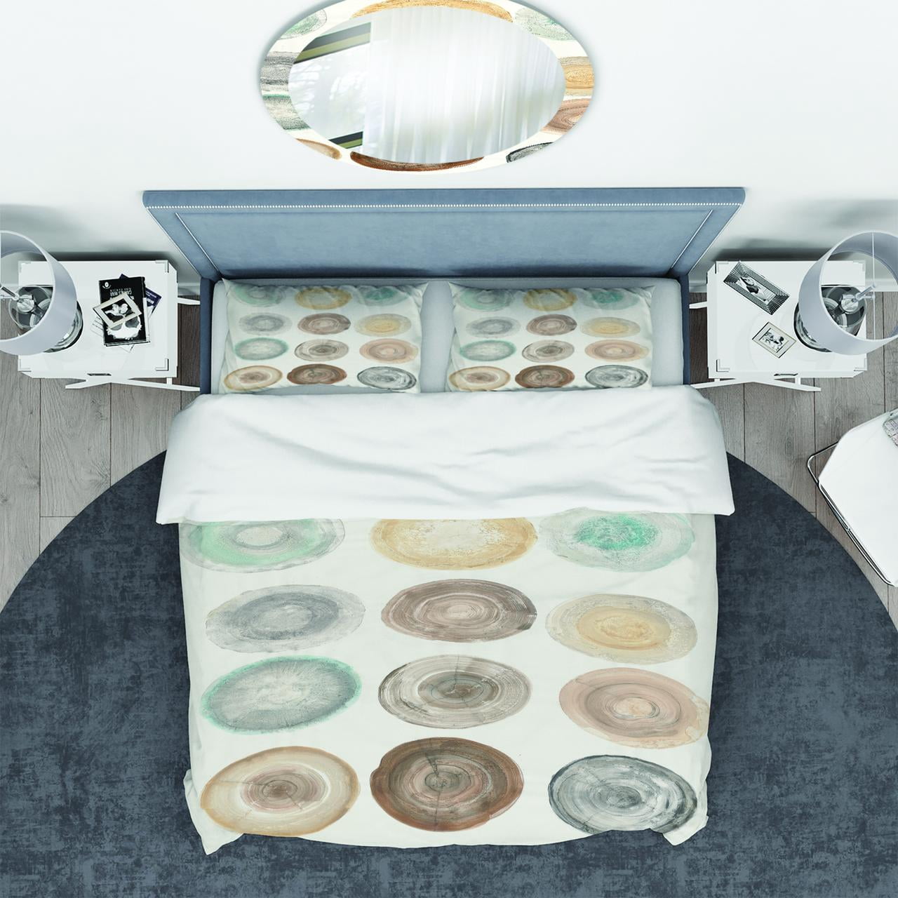 Designart 'Geometric Cream Circles' Geometric Duvet Cover Set