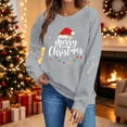 thumbnail image 5 of NSLGXD Womens Graphic Sweatshirt Crewneck Long Sleeve Pullover Merry Christmas Santa Hat Print Casual Holiday Top XS-2XL, 5 of 8