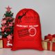 thumbnail image 2 of Lona de algodón roja Logotipo personalizado impreso sublimación bolsa de embalaje de regalo de Navidad saco de Santa con cordones, 2 of 4