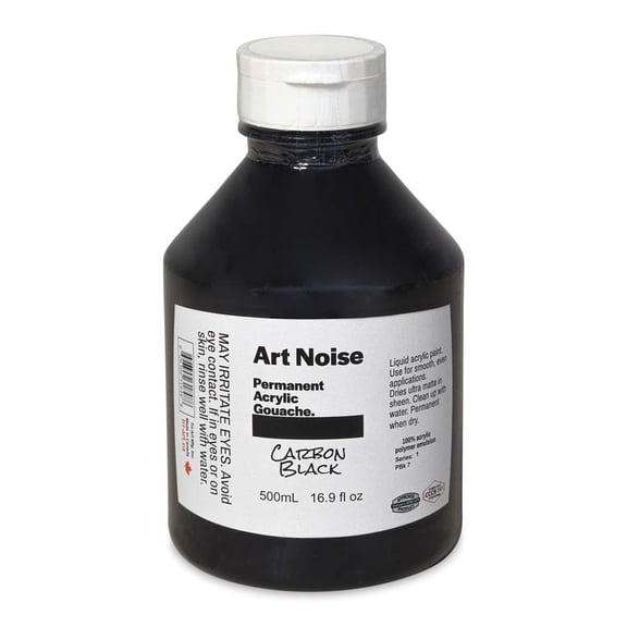 Tri-Art Art Noise Permanent Acrylic Gouache - Carbon Black, 500 ml, Bottle