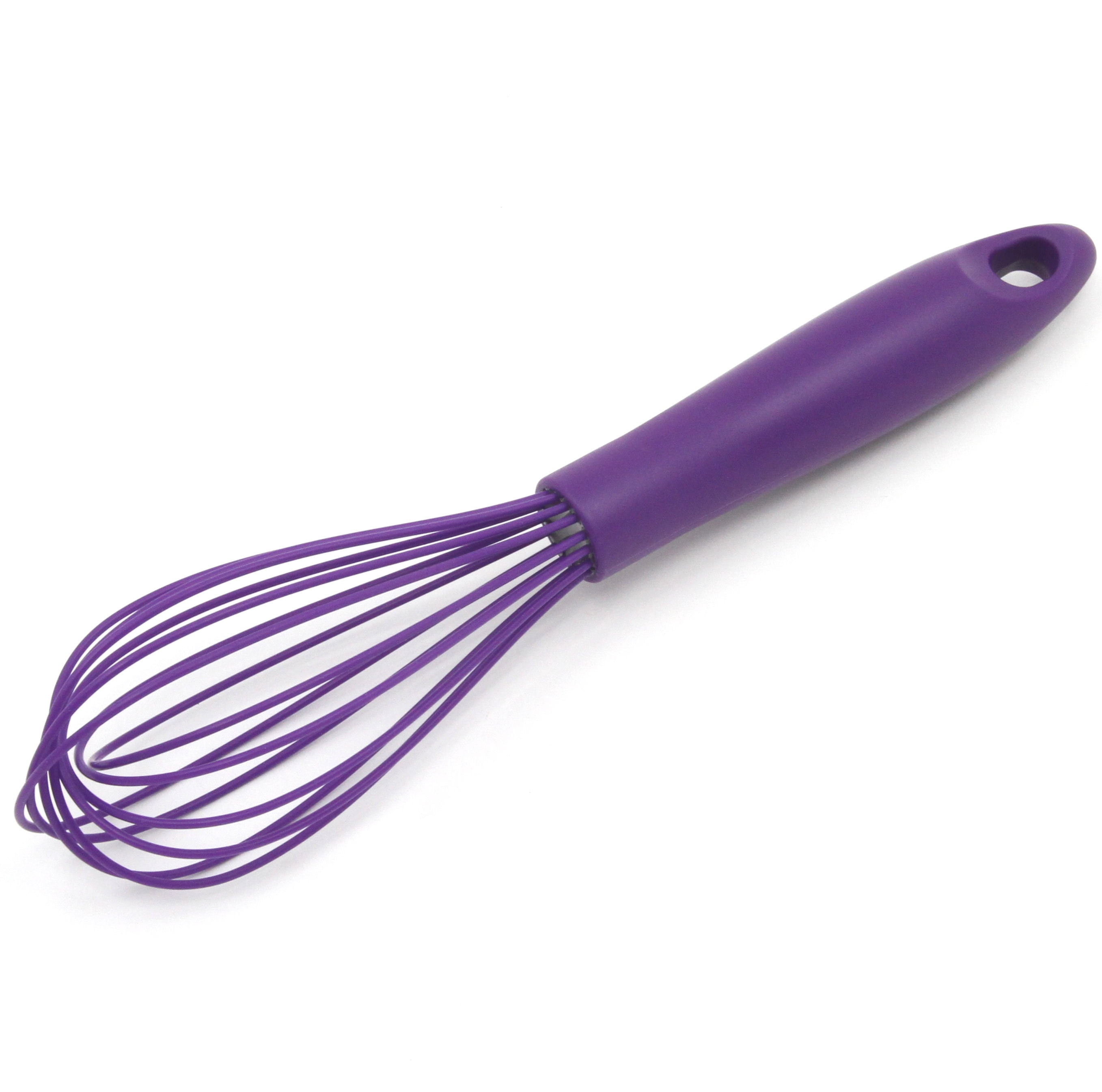 Flat Whisk Silicone Handle Non Slip 10 inch - 5 Wires Whisk with 10 Heads for Kitchen Cooking Color Red by Jell-Cell