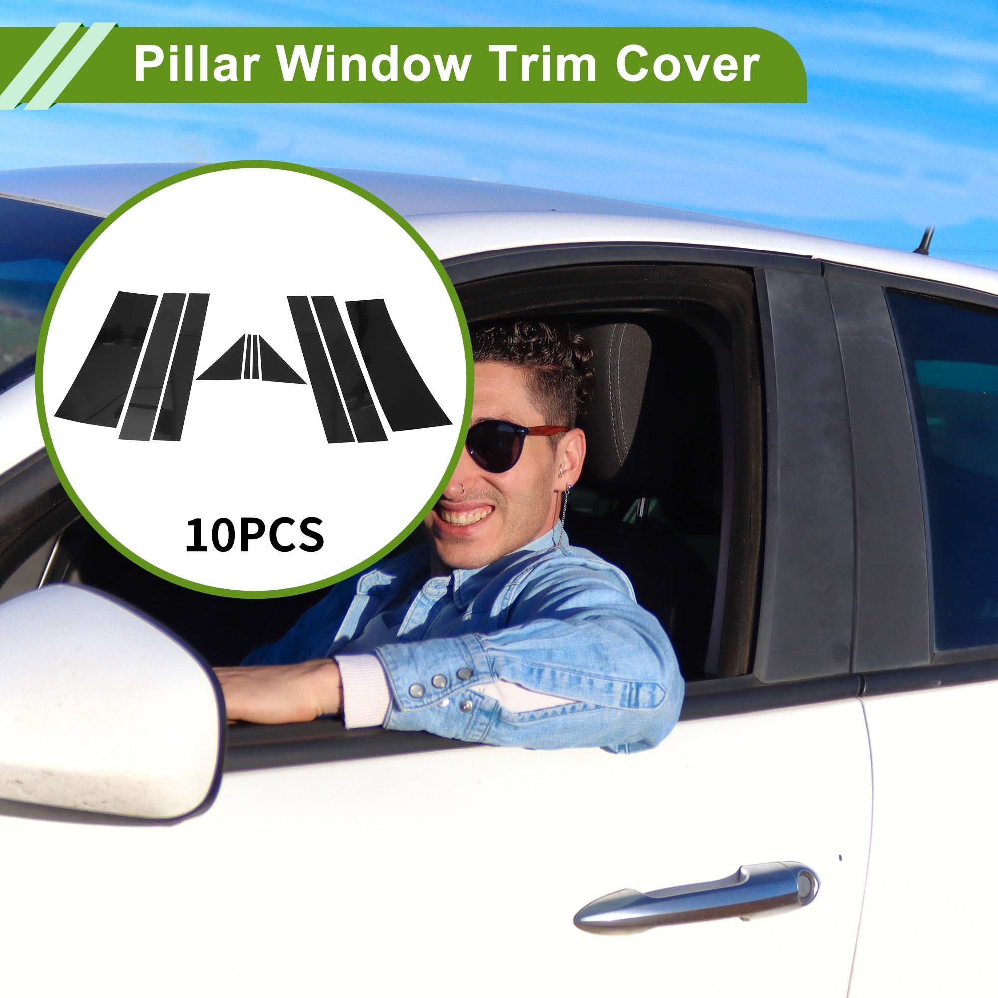 Unique Bargains 10Pcs Window Trim For Chrysler Town & Country 2008-2016 Black