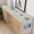 thumbnail image 4 of Blue Christmas Trees Table Runner 60 Inches Long Farmhouse Dress Scarves, Navy Winter Snowflakes Retro Beige Dining Tablerunner for Coffee Table/Kitchen Island/Party Décor, 13" x 60", 4 of 8
