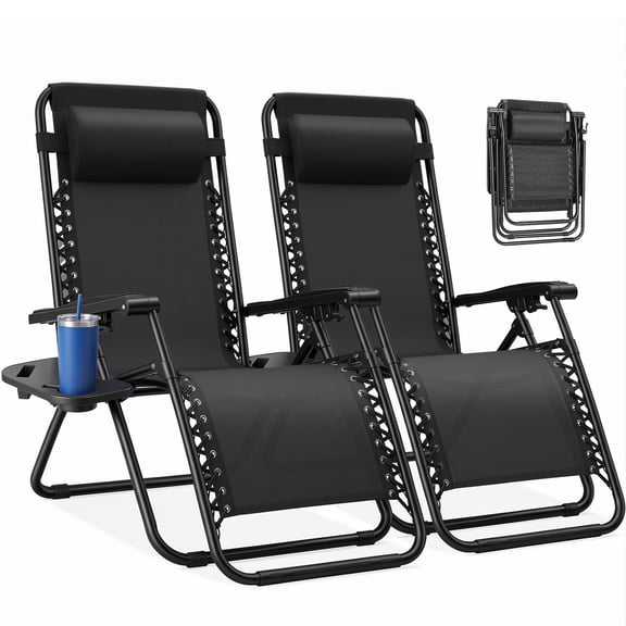 Zero Gravity Chairs Set of 2, Folding Lounge Recliner Chair