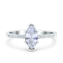 Simulated Cubic Zirconia Size-5 Marquise Solitaire Accent Dazzling Wedding Engagement Ring 925 Sterling Silver