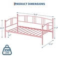 thumbnail image 2 of Memoryfield Twin Metal Daybed, Metal Sofa Bed Frame with Arched Headboard & Steel Slat Support, Guest Sofa Bed, No Box Spring Required, Pink, 2 of 8