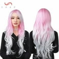thumbnail image 3 of SEGO Fashion Ombre Long Curly Wave Hair Wigs Heat Resistant Straight Synthetic Hair Wigs For Women, 3 of 6