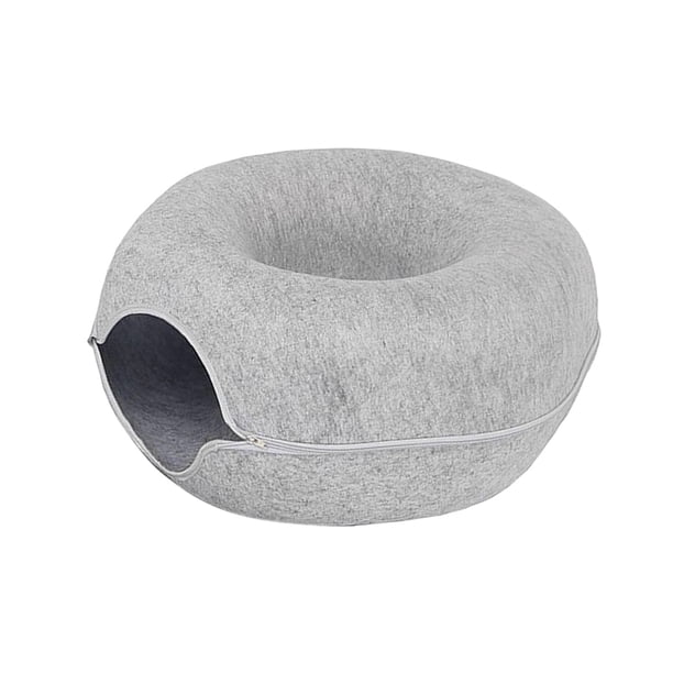 Cama túnel para gatos, casa para gatos, para correr, descansar, semicerrada, para dormir, de fieltro premium. Gris claro 60cm