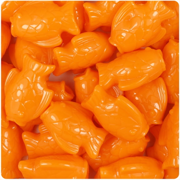 BeadTin Orange Opaque 24mm Fish Pony Beads (24pcs)