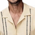 thumbnail image 3 of Kukoosong Men's Vintage Bowling Beach Shirt Striped Print Short Sleeve Collared Button-Up for Summer Office, Retro and Stylish Shirts for Men, 3 of 7