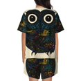thumbnail image 6 of Fuzoiu Owl with Mandala Print Women's Short-Sleeved Pajama Set,Lounge Sleepwear Set,Womens Pajama Sets 2 Piece,Button-Up Top and Shorts with Pockets-3X-Large, 6 of 7