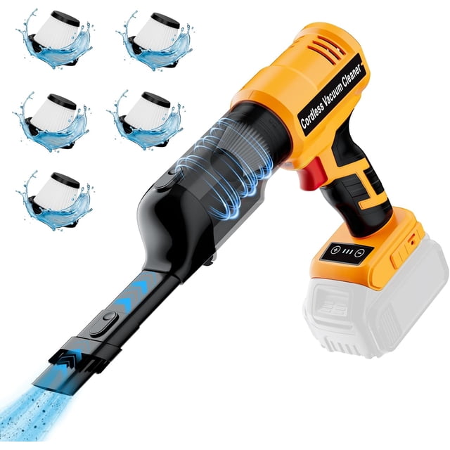 Aspiradora de mano inálambrica p/ batería 20V DeWalt (solo herramienta), 240W, motor brushless, 3 vel., 5 filtros; aspiradora portátil p/ auto/hogar/oficina/mascota