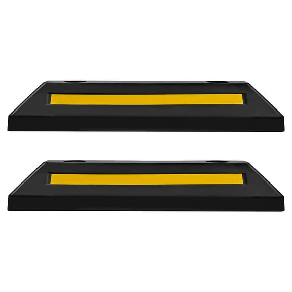 KFFKFF Parking Stopper, Set of 2, 21.6-Inch Heavy-Duty Garage Parking Aid, Rubber Curb Floor Stopper with Reflective Strips, Tire Guide Blocks for Cars, Vans, and Trucks