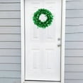 thumbnail image 2 of 16 St Patricks Day Wreath for Front Door Irish Lucky Green Tinsel Shamrock Wall Decoration Spring Artificial Wreath w Balls Bow, 2 of 5