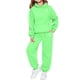thumbnail image 2 of Sudadera con capucha larga con estampado pequeño en forma de corazón para niños y pantalones deportivos con lazo en las piernas, conjunto deportivo informal de dos piezas con forro polar para mayor ca, 2 of 4