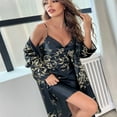 thumbnail image 2 of Ensemble de Pyjama en Satin pour Femmes Peignoir Floral et Robe de Nuit 2 Pcs Tenue de Nuit Ensemble de Nuisette, 2 of 6