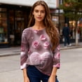 thumbnail image 5 of Women's Valentine's Day Print Fashion Casual 3/4 Sleeve Round Neck Top, Lightweight Comfortable Blouse for Spring and Summer Outfits,Light pink,XL, 5 of 6