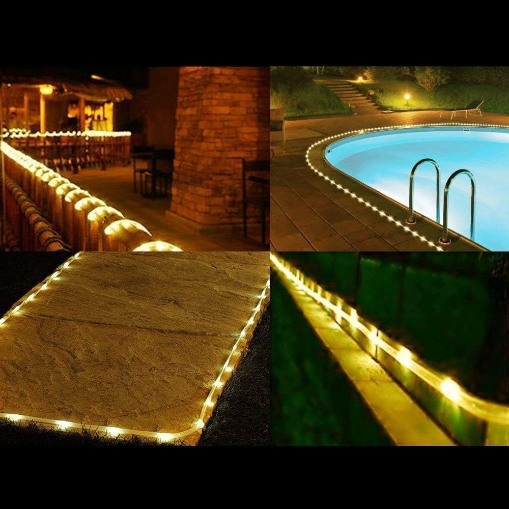 Plug in Rope Lights, 220V 100 LEDs 40ft Waterproof Outdoor String Lights, Warm White Steady Light Copper Wire for Garden, Fence, Party, Wedding Decoration