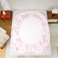 thumbnail image 5 of jejeloiu Monogrammed A 4-Piece Full Sheet Set Bowtie Dinosaur Pink White Microfiber Decor, 5 of 7