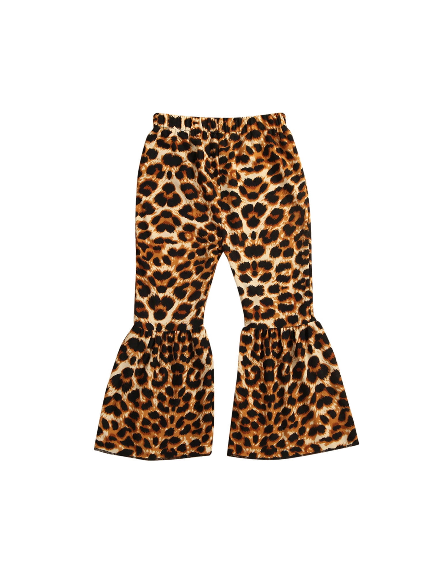 Kosusanill Girls Ruffle Leggings Leopard Print Bell Bottoms Flare Pants Kids Toddler Baby Fall Trousers