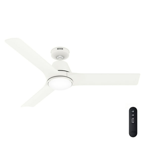 Restored Hunter Fan 52 Inch White Indoor/Outdoor Ceiling fan with Light and Remote for Bedroom, Living Room, Office, Kitchen, Porch (Refurbished)
