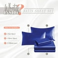thumbnail image 3 of Elegant Comfort Luxurious 4-Piece Silky Satin Sheet Set Cooling Soft Satin Sheet Set, King, Royal Blue, 3 of 5