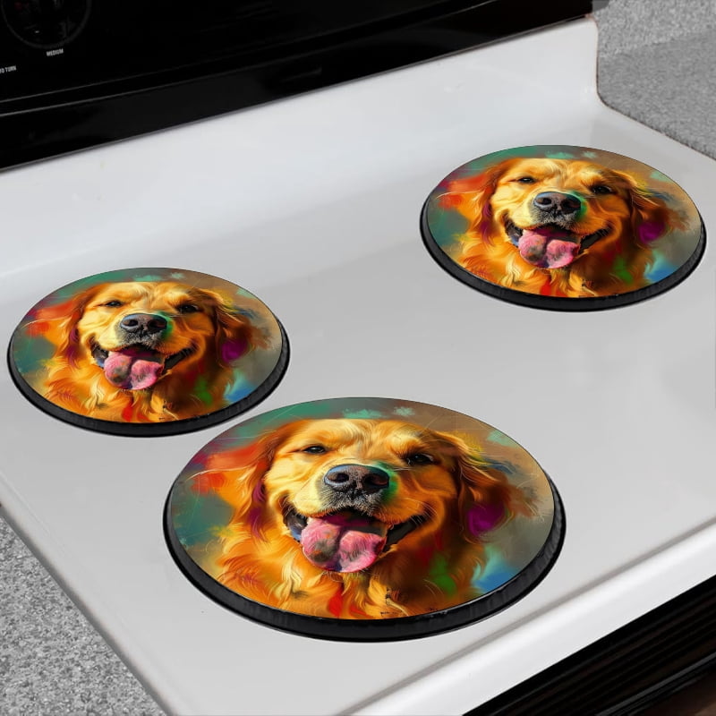 Set Of 4 Round Stove Burner Covers - 8 & 10 Inch, Metal, For Gas & Electric Stovetops