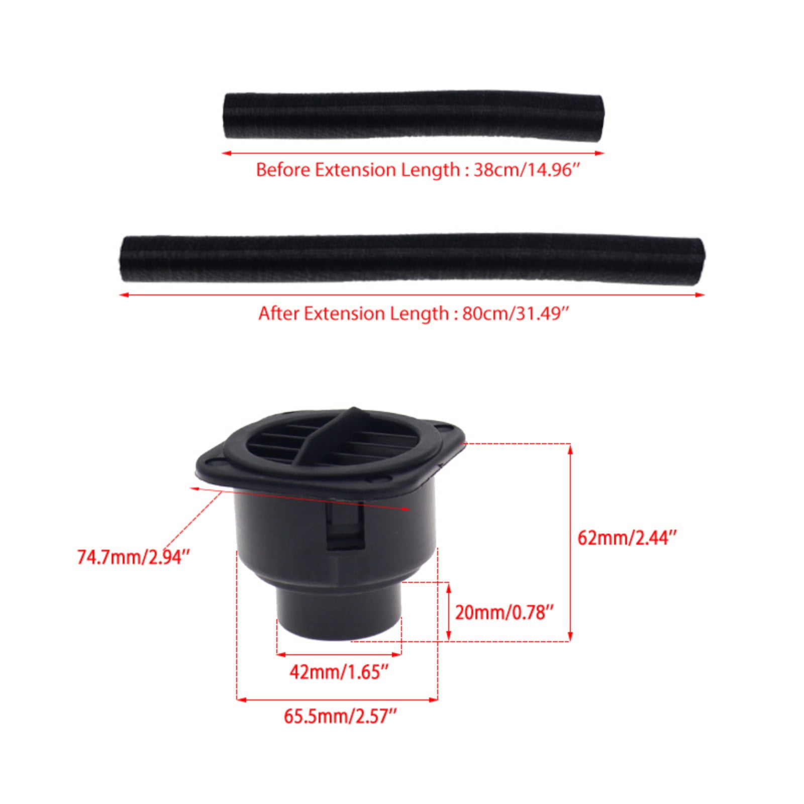 4 Pack 42mm Heater Duct Pipe Kit for Air Diesel Heater with 4 Square Vent Outlets and 8 Clamps Extendable Tube 38cm to 80cm for Car Truck RV
