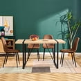 thumbnail image 6 of Miekor Furniture A set of 6 modern medieval style restaurant cushioned armchairs, equipped with soft suede cushions and black metal legs, suitable for kitchens, lounges, and farmhouses. B0501A BS3447, 6 of 6