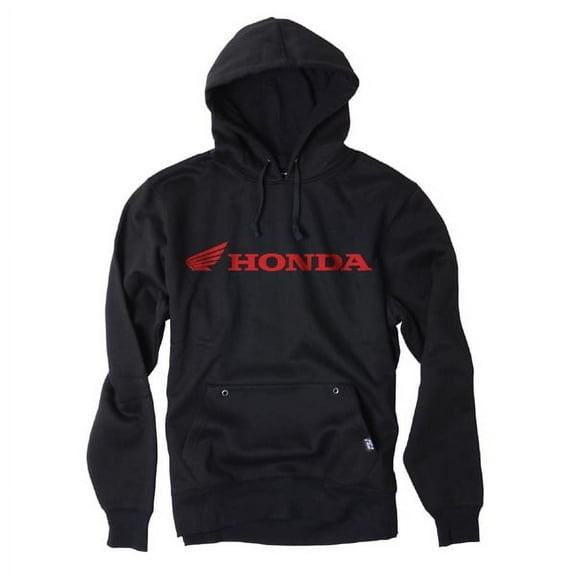 'Honda' Horizontal Hooded Pull-over Sweatshirt (Black, Large)
