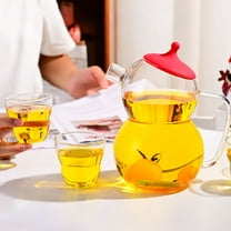 Snowman Glass Kettle-1.5L High Borosilicate Heat-Resistant Cold & Hot Water Kettle with Handle,Large Capacity Tea Kettle for Stovetop & Microwave