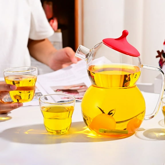 Glass Teapot & Tea Kettle Set - High Borosilicate Snowman Pot with Stainless Steel Infuser, Stovetop Safe for Blooming and Loose Leaf Tea Brewing