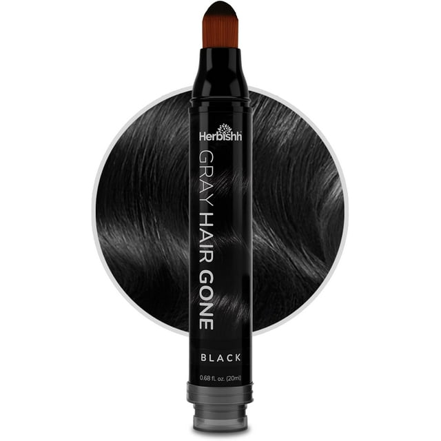 Herbishh Stylo Retouche Racines de Cheveux Noir, Couverture Instantanée des Cheveux Gris et Retouche des Cheveux Fins, Cache-Cernes pour les Lignes de Cheveux, Résistant à l'Eau et Semi-Permanent Anti-Bavures Coloration des Cheveux, Lavable, 0,68 fl Oz