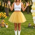 thumbnail image 5 of OIOLOYJM Tutu for Women Adults Halloween Happy Ballet Multi-Layer Tulle Skirt Christmas Performance Non See-Through Fluffy Holiday Party Dress Gold 1 US-XS, 5 of 6