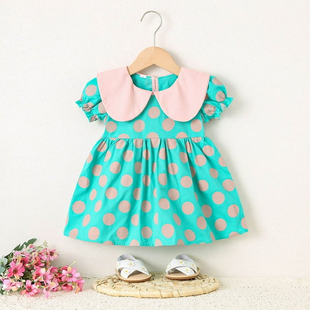 Économies d'Été! Robe d'Été pour Enfants, Robes Décontractées pour Filles en Liquidation, Robe à Volants Mignonne à Manches Courtes avec Imprimé Doux pour Tout-Petits, Bébés Filles