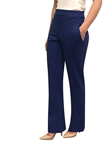 OrlyCollection Womens Elegant Bootcut Pants with Pocket(Navy,2X ...