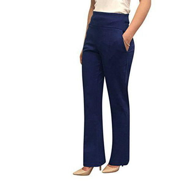OrlyCollection Womens Elegant Bootcut Pants with Pocket(Navy,2X ...