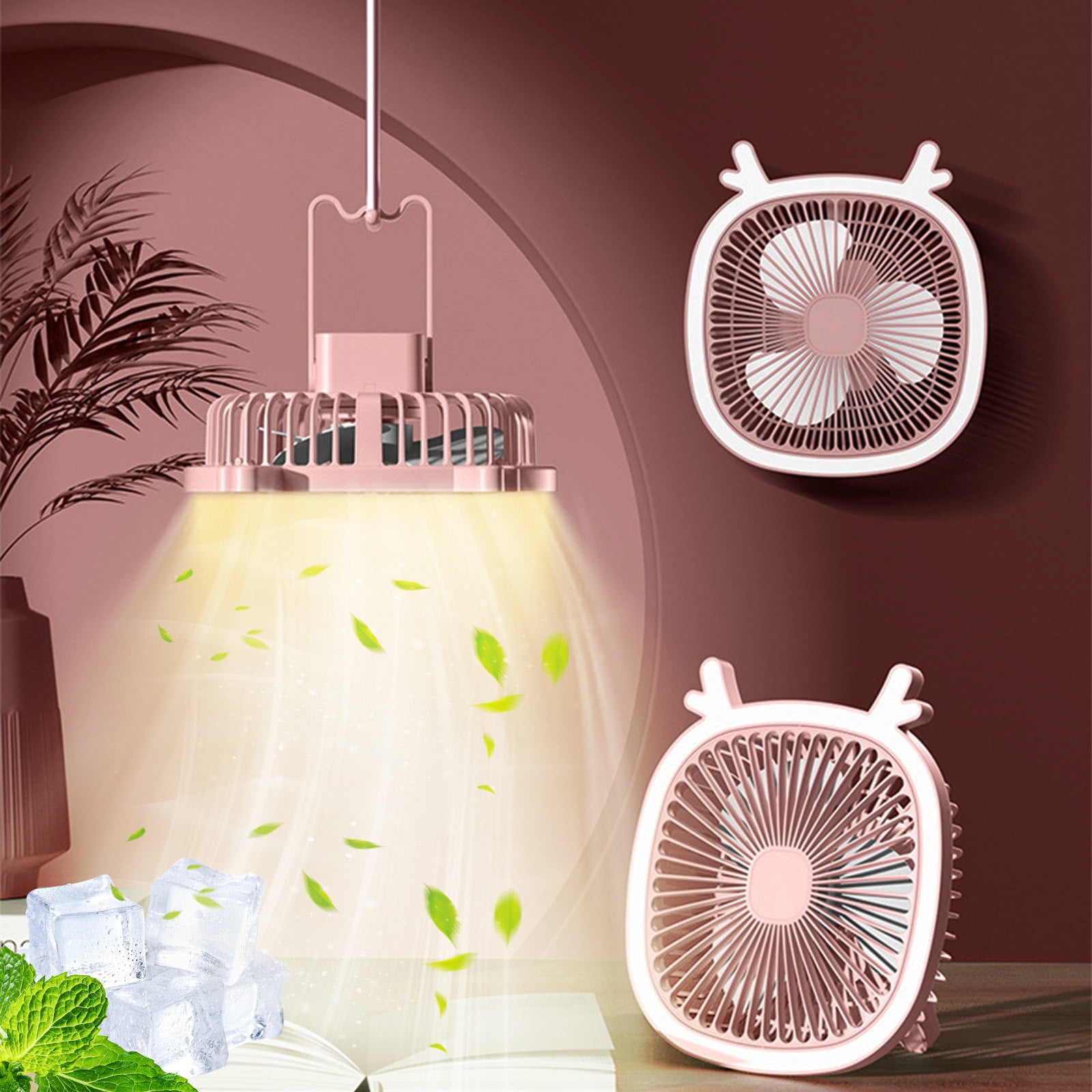 Mini ventilateur portable avec base de chargement/ventilateur de bureau USB 1200 mAh rechargeable pour bureau, voyage, extérieur