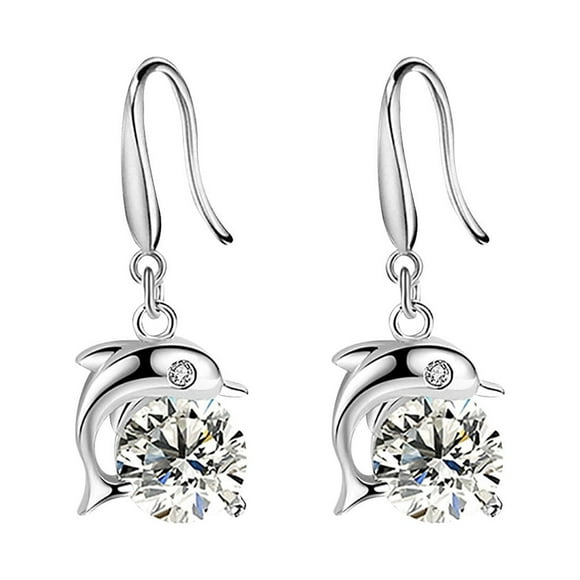 Dolphin Love Fashion Personality Sweet Zircon Earrings Reveal Temperament