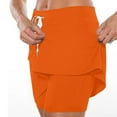 thumbnail image 3 of BiZtdJrK Women Yoga Skorts Drawstring High Waist Athletic Skort Lightweight Stretch Running Skirts with Shorts on sale clearance 2025 Orange S, 3 of 9