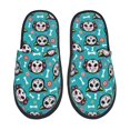 thumbnail image 2 of KLL Skull Cat Slippers for Women Men House Slip on Indoor Outdoor Bedroom Furry Fleece Lined Ladies Comfy Anti-Skid Rubber Hard Sole-Large, 2 of 8