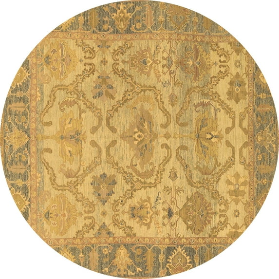 Ahgly Company Indoor Round Oriental Brown Traditional Area Rugs, 8' Round