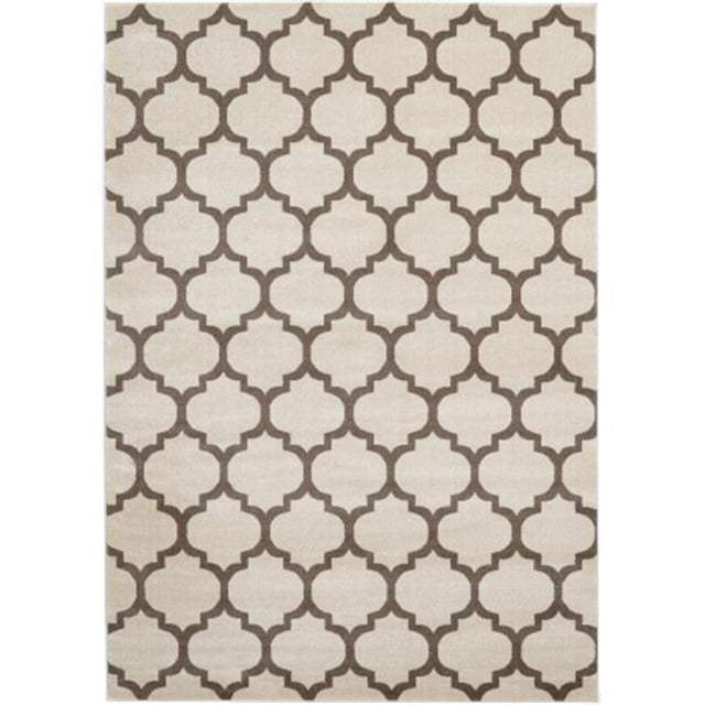 Rugs America 25808 Brooklyn Ivory Brown Rectangle Geometric Rug, 5 ft. 3 in. x 7 ft. 10 in.