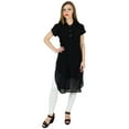 thumbnail image 6 of Bimba Women Black Georgette Tunic Short Kurta Kurti Casual Blouse Summer Wear, 6 of 7